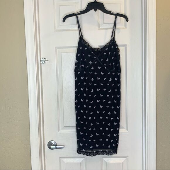 Wild Fable Black Butterfly Slip Dress Size Large - Picture 5 of 11